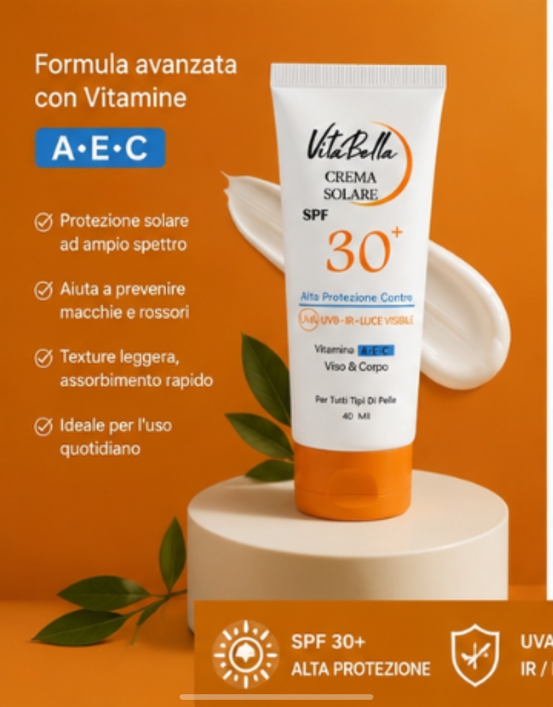 کرم ضد آفتاب بی رنگ spf30 ویتابلا اورجینال حجم 40 میل
